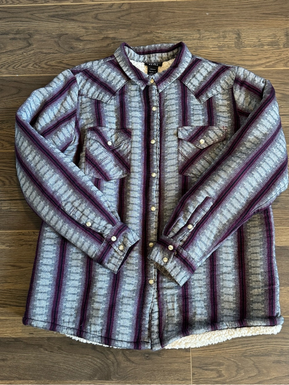 Wrangler Retro Sherpa Lined Flannel Shirt Jacket purple